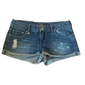 Jean Shorts. Short. Distressed. Bleach Spots. Size 11.